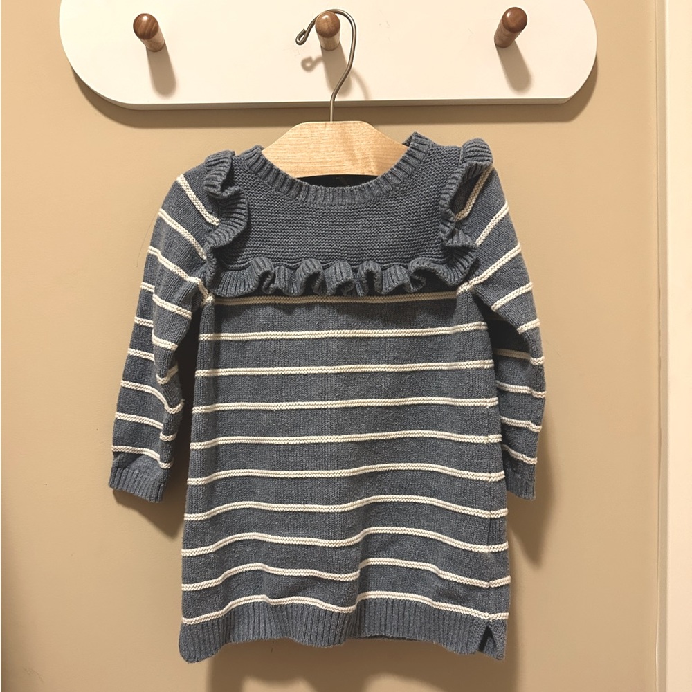 GAP Ruffled Striped Sweater Dress